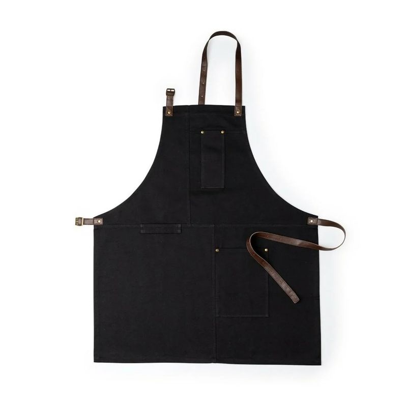 IMPORTCLICK - Delantal Pechera 100% Algodón Vurcex Negro IMPORTCLICK