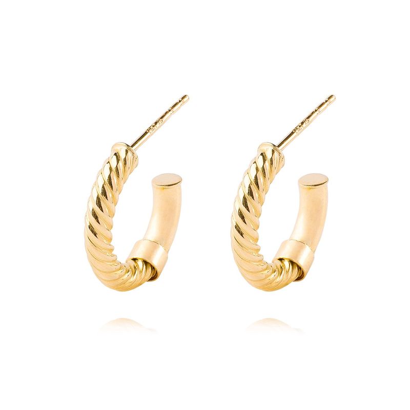 JB JOYAS BARON - Aros de Oro 18kt Media Argolla Biselada Lisa