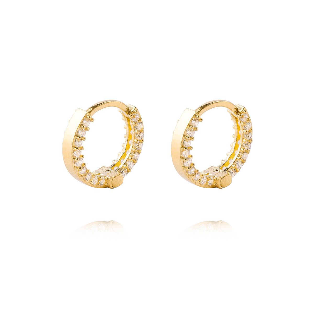 JB JOYAS BARON - Aros de Oro 18kt Argollas Circon de 8,0mm