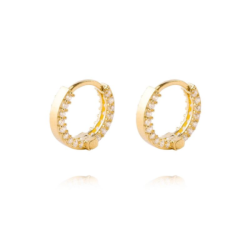 JB JOYAS BARON - Aros de Oro 18kt Argollas Circon de 8,0mm