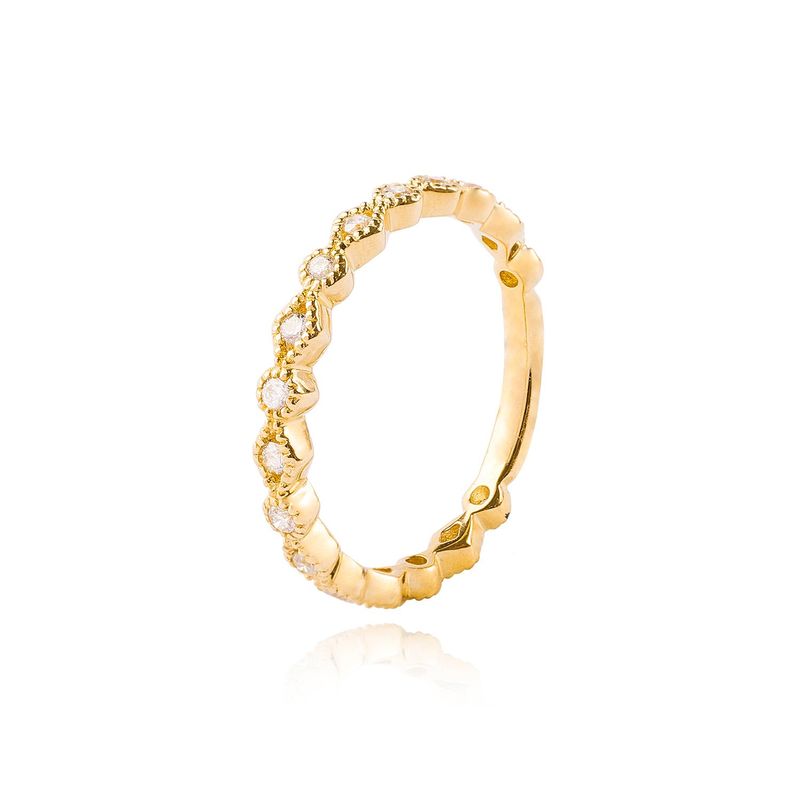JB JOYAS BARON - Anillo Oro Amarillo 18kt Riel de Diamantes 25 Pts