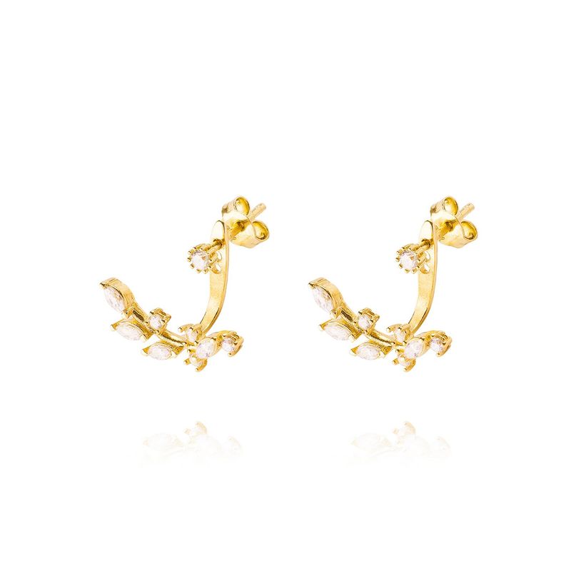 JB JOYAS BARON - Aros de Oro 18kt Hojas Circon 9314