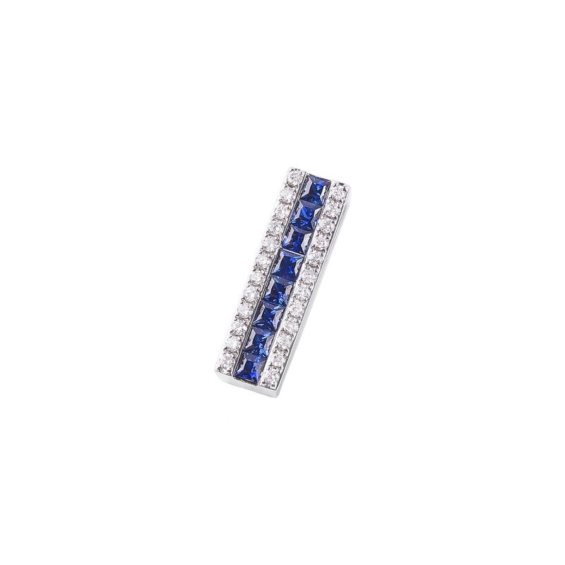 JB JOYAS BARON - Colgante Oro Blanco 18kt Diamantes de 21Pts y 8Pts Zafiro