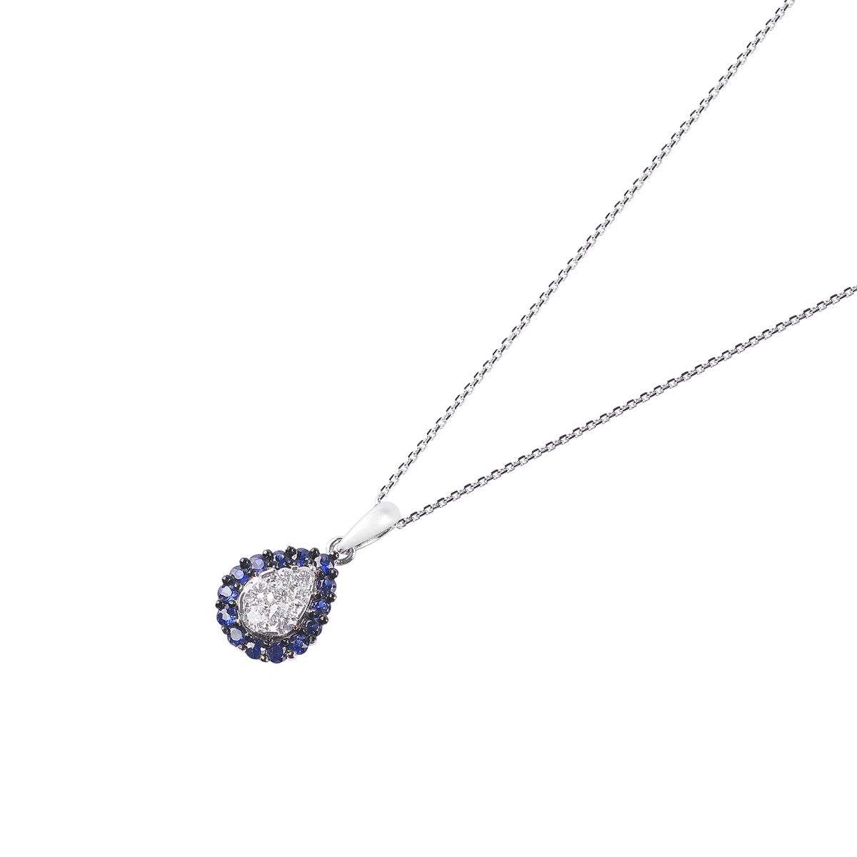 JB JOYAS BARON - Colgante Oro Blanco 18kt Diamantes 22Pts y Zafiro 32Pts