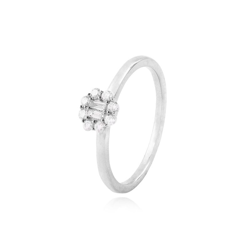 JB JOYAS BARON - Anillo Oro Blanco 18kt Roseta Diamantes 17 Pts