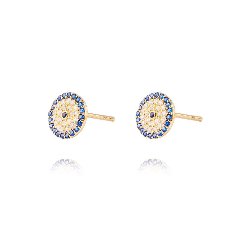 JB JOYAS BARON - Aros de Oro 18kt Plato Circonitas y Zafiro