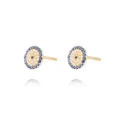 JB JOYAS BARON - Aros de Oro 18kt Plato Circonitas y Zafiro