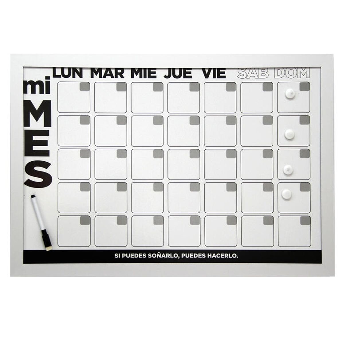 VGO - Pizarra plástica 40x60 cm Mensual Plateado
