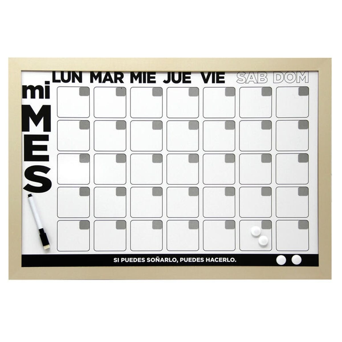 VGO - Pizarra plástica 40x60 cm Mensual Dorado