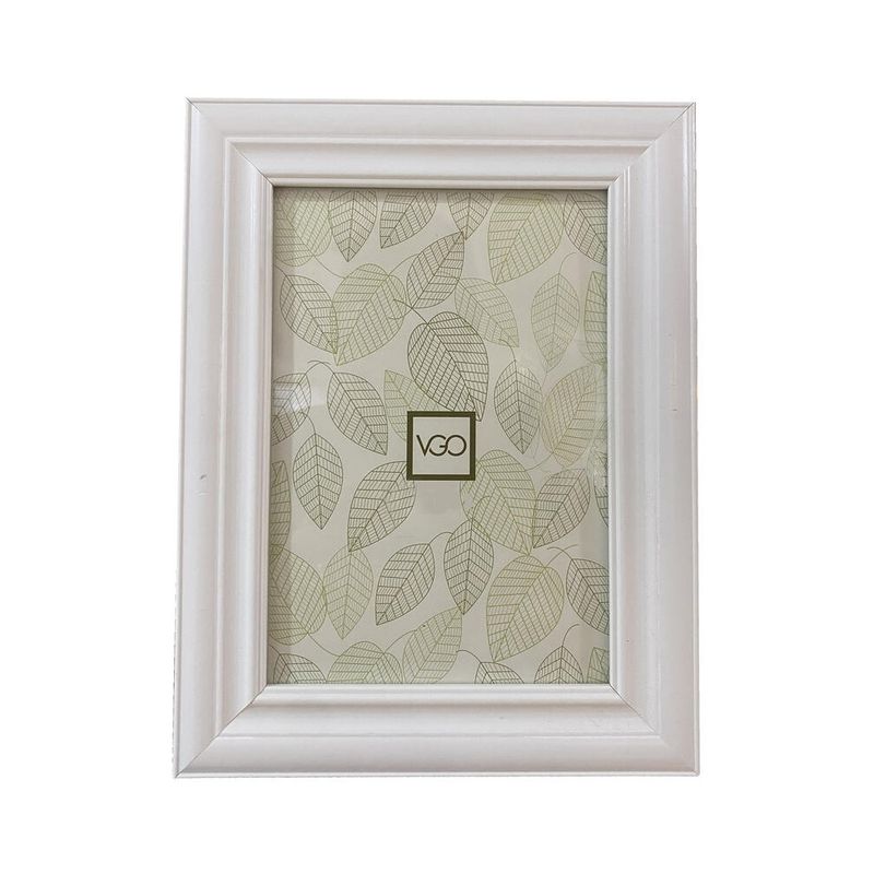 VGO - Marco plástico simil madera Blanco 20x25 cm
