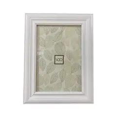 VGO - Marco plástico simil madera Blanco 10x15 cm