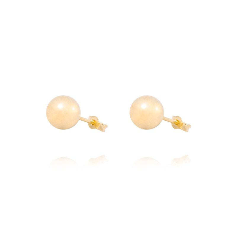 JB JOYAS BARON - Aros de Oro 18kt Bolitas 7,0mm Tornillo Mariposa
