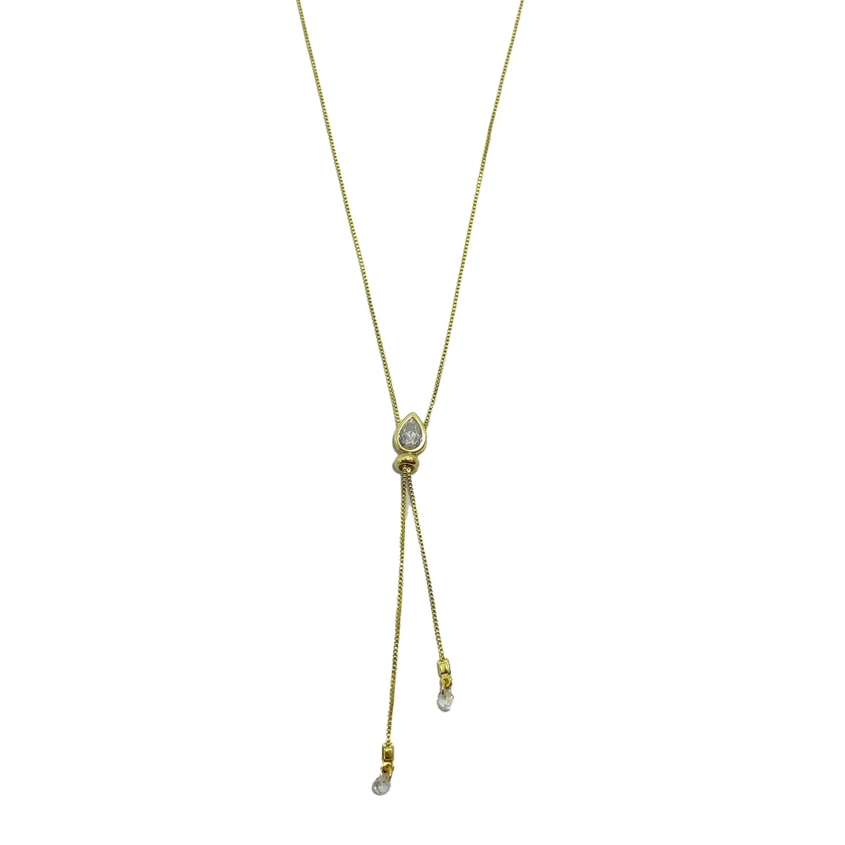 COGGIOLA - Collar Punto De Luz Gota Circón Blanco Ajustable Enchapado Oro 18K