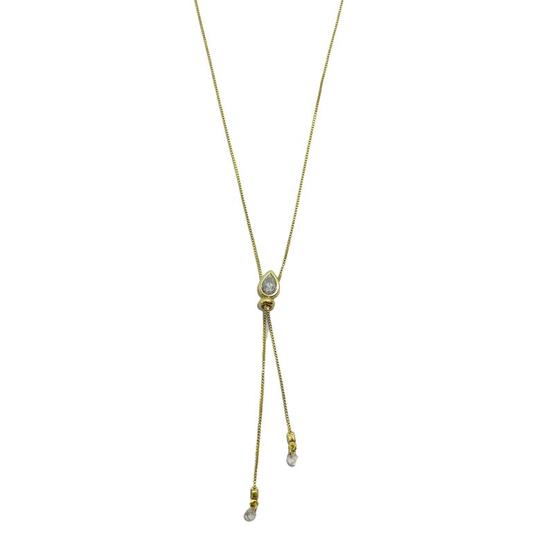 ANDREA COGGIOLA JOYAS - Collar Punto De Luz Gota Circón Blanco Ajustable Enchapado Oro 18K