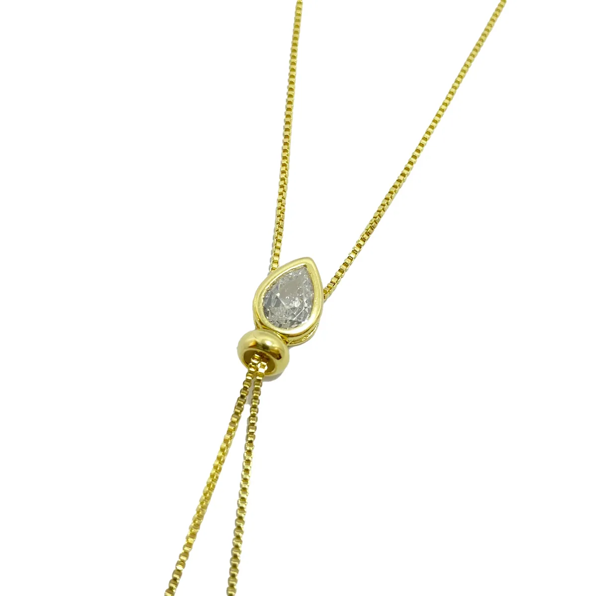 COGGIOLA - Collar Punto De Luz Gota Circón Blanco Ajustable Enchapado Oro 18K