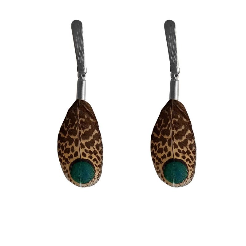 MARIA PASKARO - Aros de Pluma Malayo Café Plateado A Maria Paskaro MARIA PASKARO