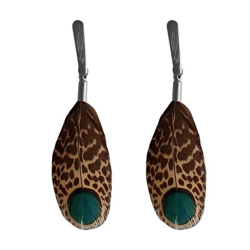 MARIA PASKARO - Aros de Pluma Malayo Café Plateado B Maria Paskaro MARIA PASKARO