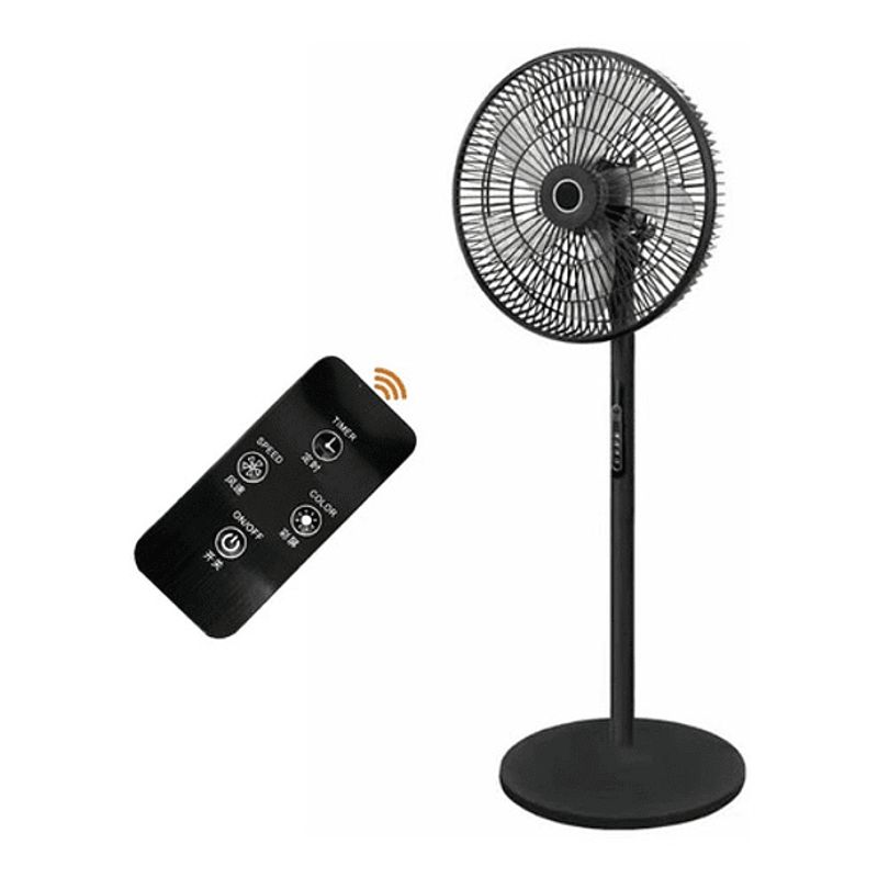 CRUSEC - Ventilador De Pie Con Control Remoto 5 Aspas Negro 220v