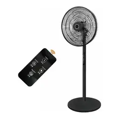 CRUSEC - Ventilador De Pie Con Control Remoto 5 Aspas Negro 220v.