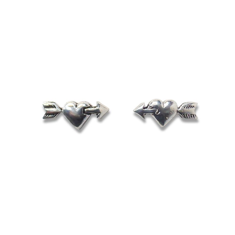 ANDREA COGGIOLA JOYAS - Aros Pequeños Corazón Flechado Plata Fina 925