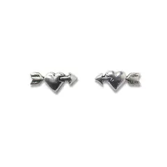 ANDREA COGGIOLA JOYAS - Aros Pequeños Corazón Flechado Plata Fina 925