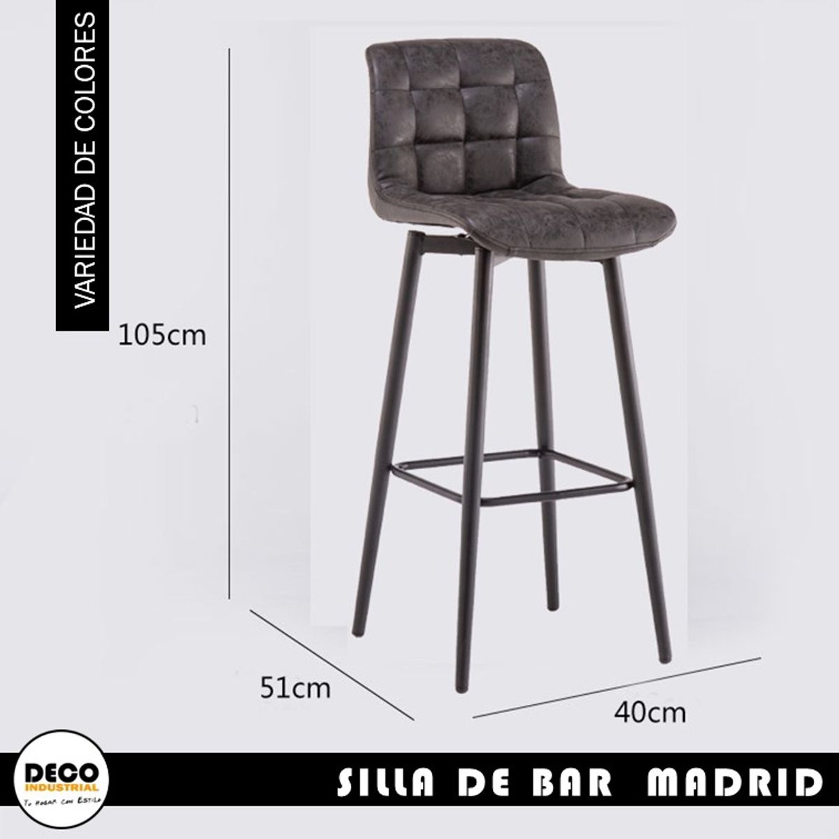 GENERICO - Silla Bar Madrid 73 Gris Por 6 Unidades