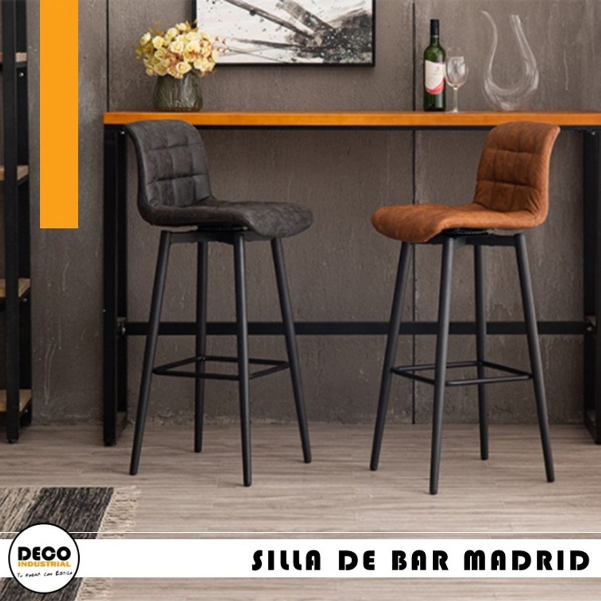 GENERICO - Silla Bar Madrid 73 Gris Por 6 Unidades