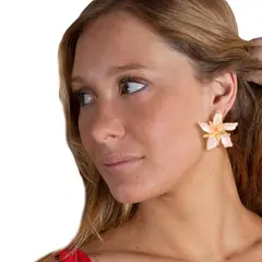 MARIA PASKARO - Aros Lirio Plata Dorado María Paskaro - Fucsia
