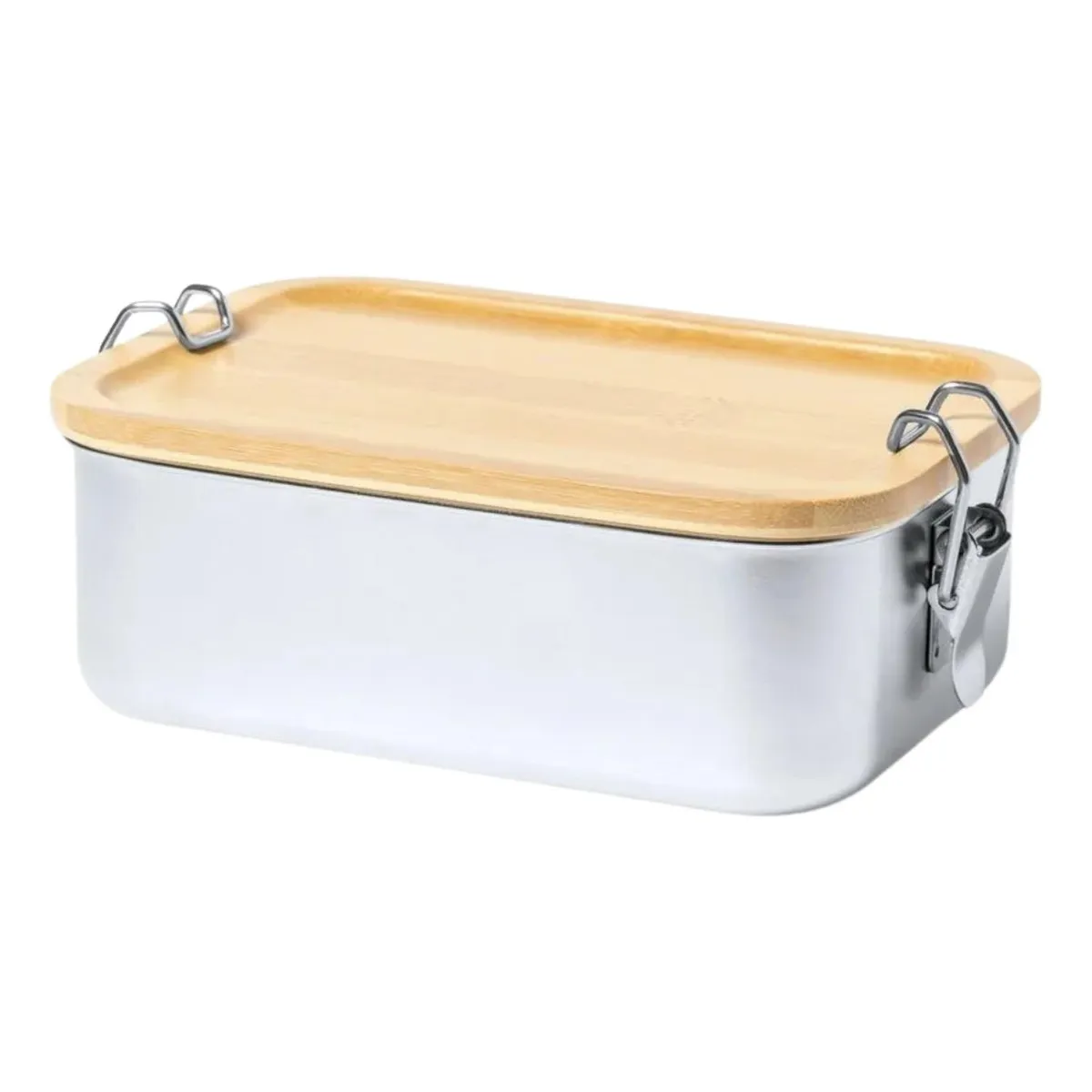 IMPORTCLICK - Contenedor Tupper Hermético Acero Inox. Bambú Plastil 800 ML