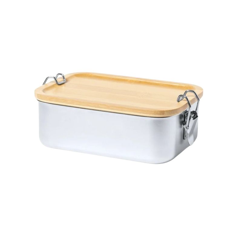 IMPORTCLICK - Contenedor Tupper Hermético Acero Inox. Bambú Plastil 800 ML