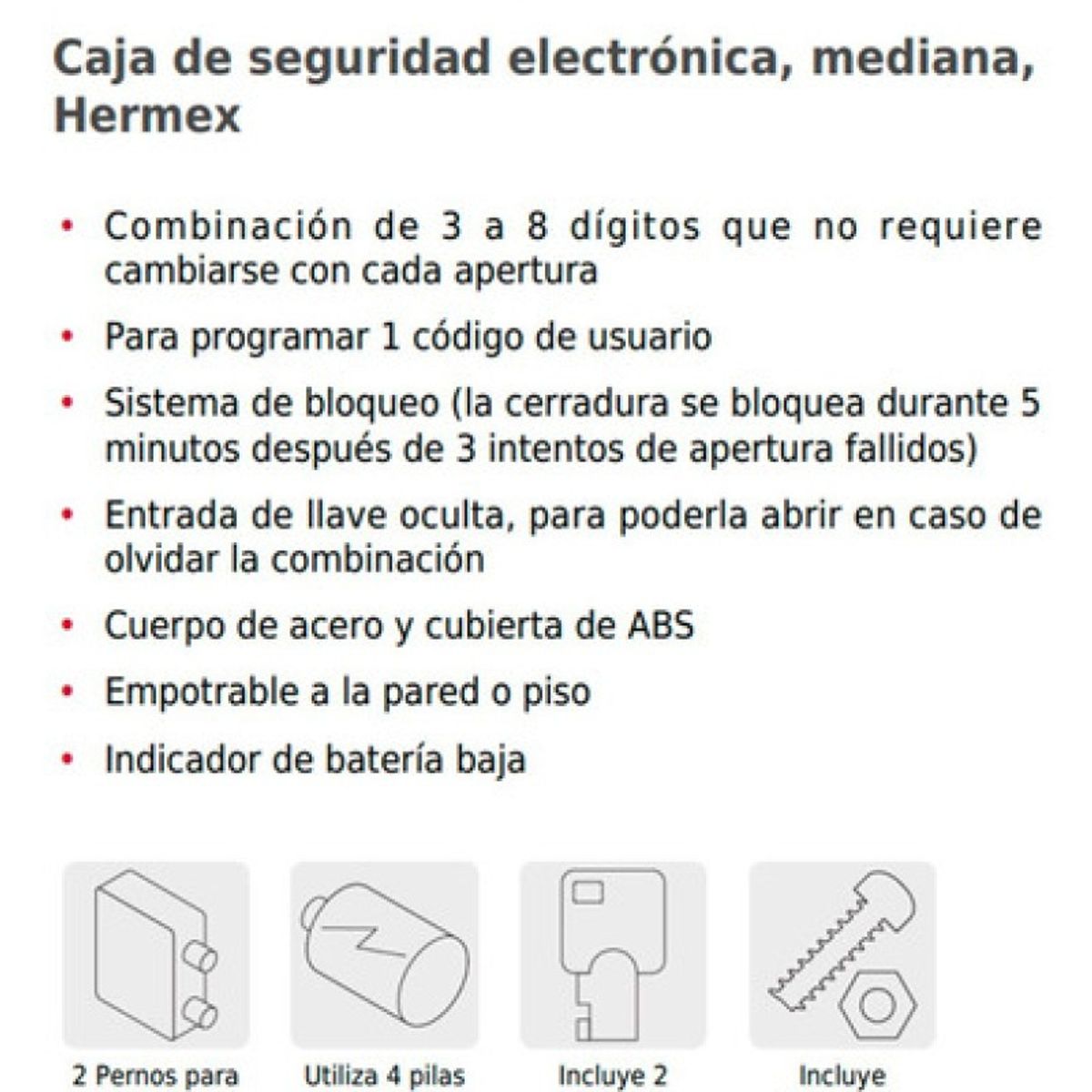 GENERICO - Caja Fuerte Seguridad Con Apertura Electrónica Hermex 43081
