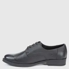 PIE SANO - ZAPATO DE CUERO HOMBRE CONFORT CON CORDON COLOR NEGRO