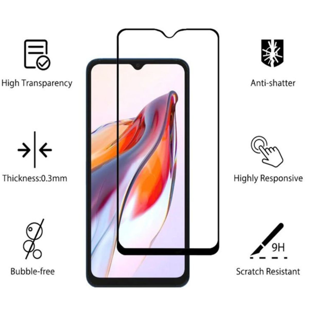 GENERICO - Lamina Mica Vidrio Templado Completa Para Xiaomi 13C