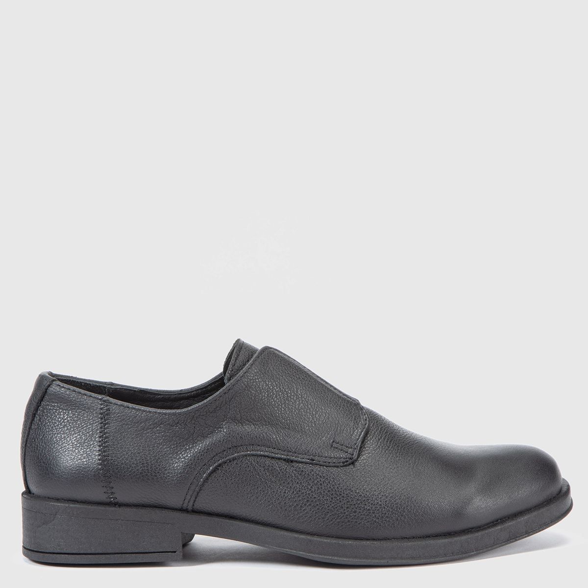 PIE SANO - ZAPATO  DE CUERO HOMBRE CONFORT CON ELASTICO COLOR NEGRO