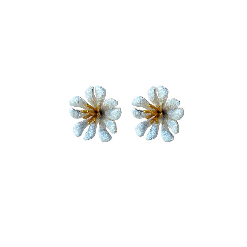 GENERICO - Aros Flor de María - Plata 925 - Azul Zafira