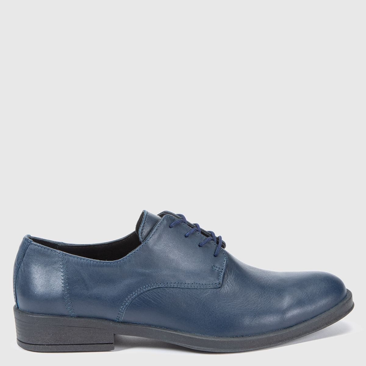 PIE SANO - ZAPATO  DE CUERO HOMBRE CONFORT CON ELASTICO COLOR AZUL