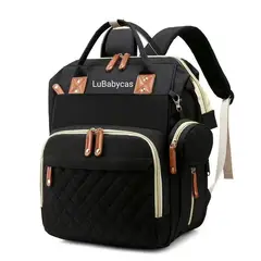 LUBABYCAS - Mochila Maternal Impermeable Con Accesorios Negra