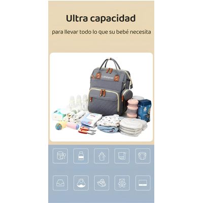 Imagen 2 del producto Mochila Maternal Impermeable Con Accesorios Rosada