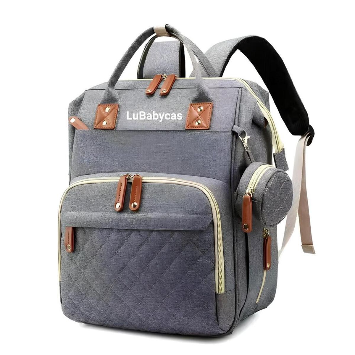 LUBABYCAS - Mochila Maternal Lubabycas Impermeable Con Accesorios Gris