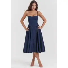 BLWOENS - Vestido casual para Mujer-Azul