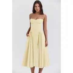BLWOENS - Vestido casual para Mujer-Amarillo