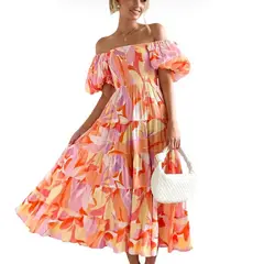 BLWOENS - Vestido casual para Mujer-Naranja