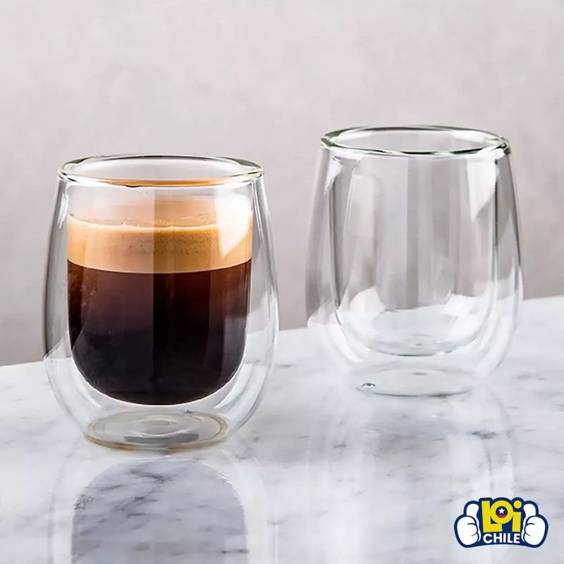 GLASSO - Set 2 Vasos Para Espresso 90 Ml Glasso Doble Pared.