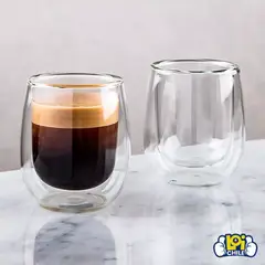 GLASSO - Set 2 Vasos Para Espresso 90 Ml Doble Pared