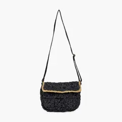 LOUNGE - Cartera Bandolera Mujer Crochet Raffia Negro