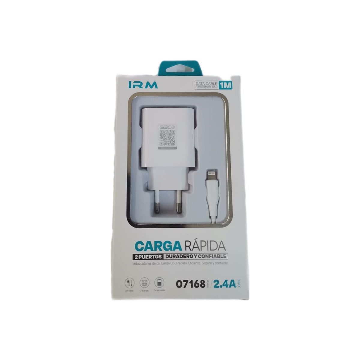 GENERICO - Cargador IRM Fast Charge 07168 Doble Usb  Cable LIGHTNING