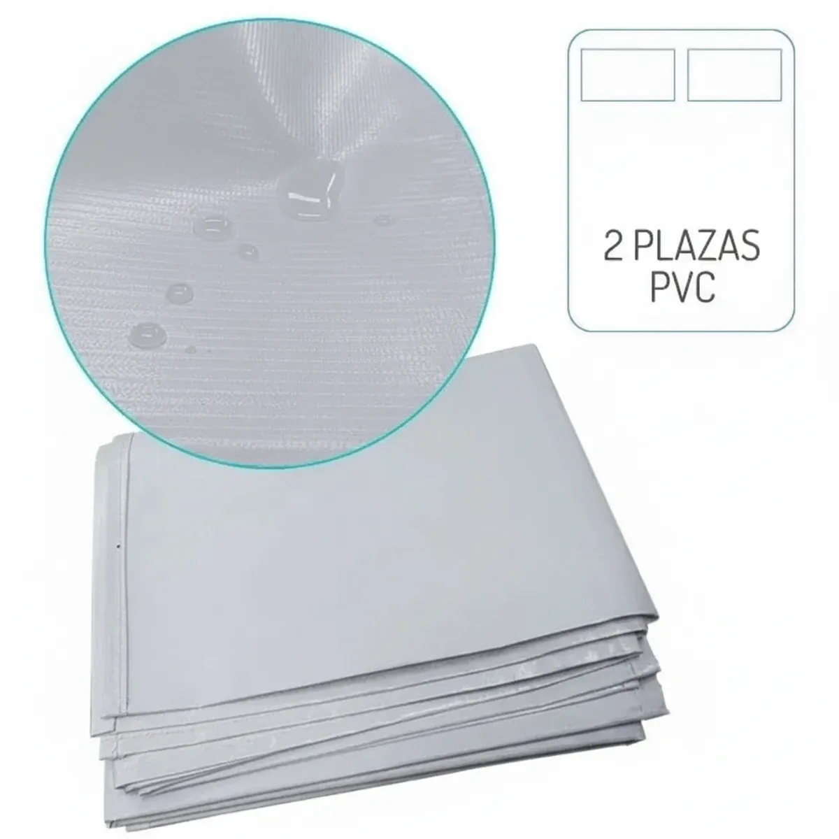 TOPMEDIC - Cubre Colchón Impermeable PVC de 2 Plazas con Elasticos
