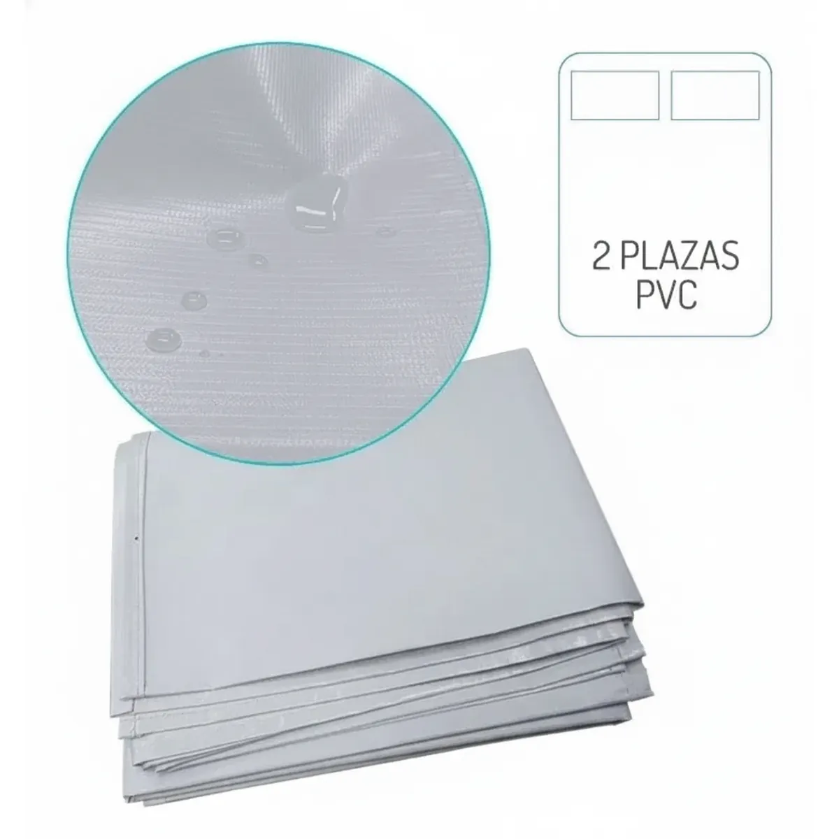 TOPMEDIC - Cubre Colchón Impermeable PVC de 2 Plazas con Elasticos