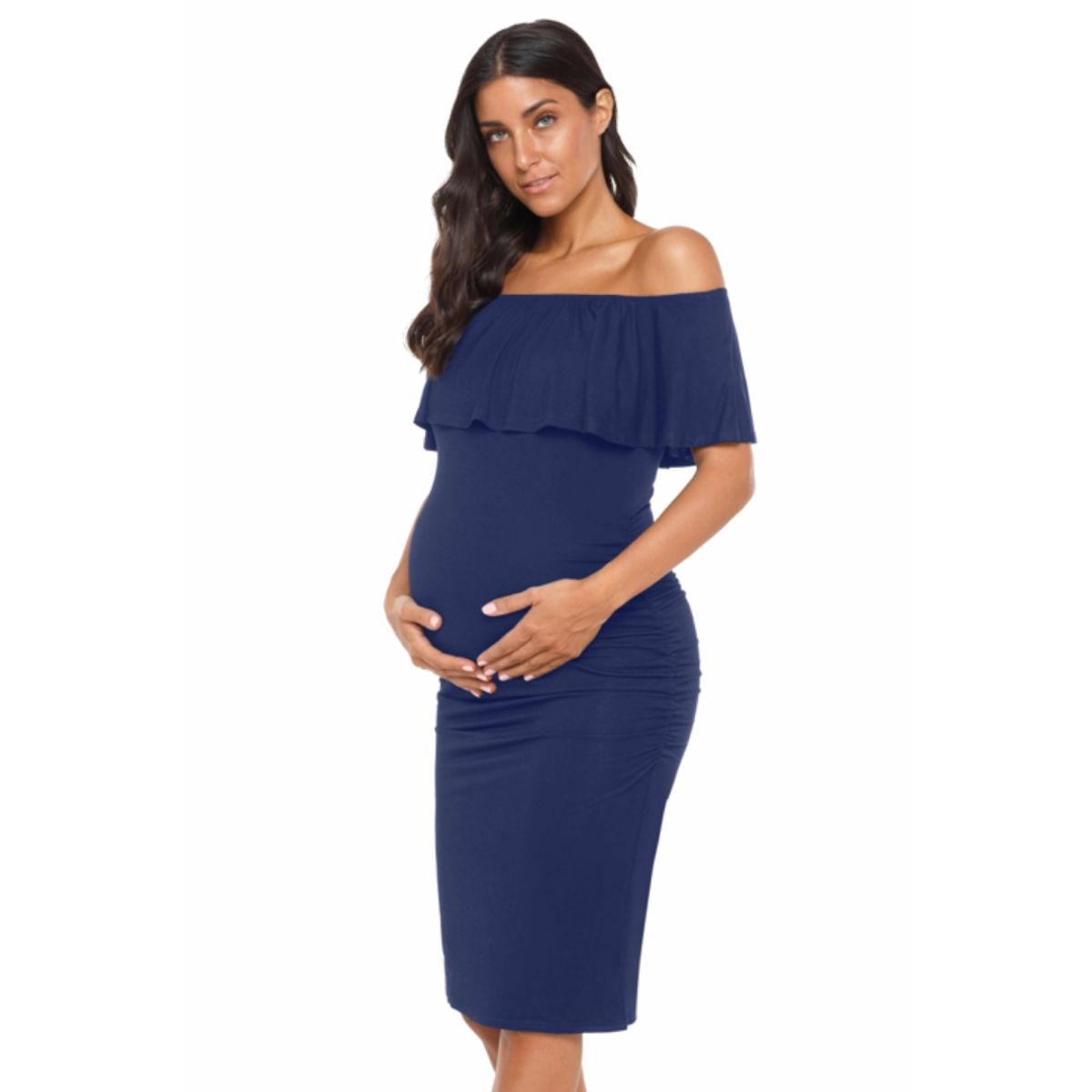 GENERICO - VESTIDO AJUSTADO DE EMBARAZADA CON FARALAO IDEAL PARA FIESTA