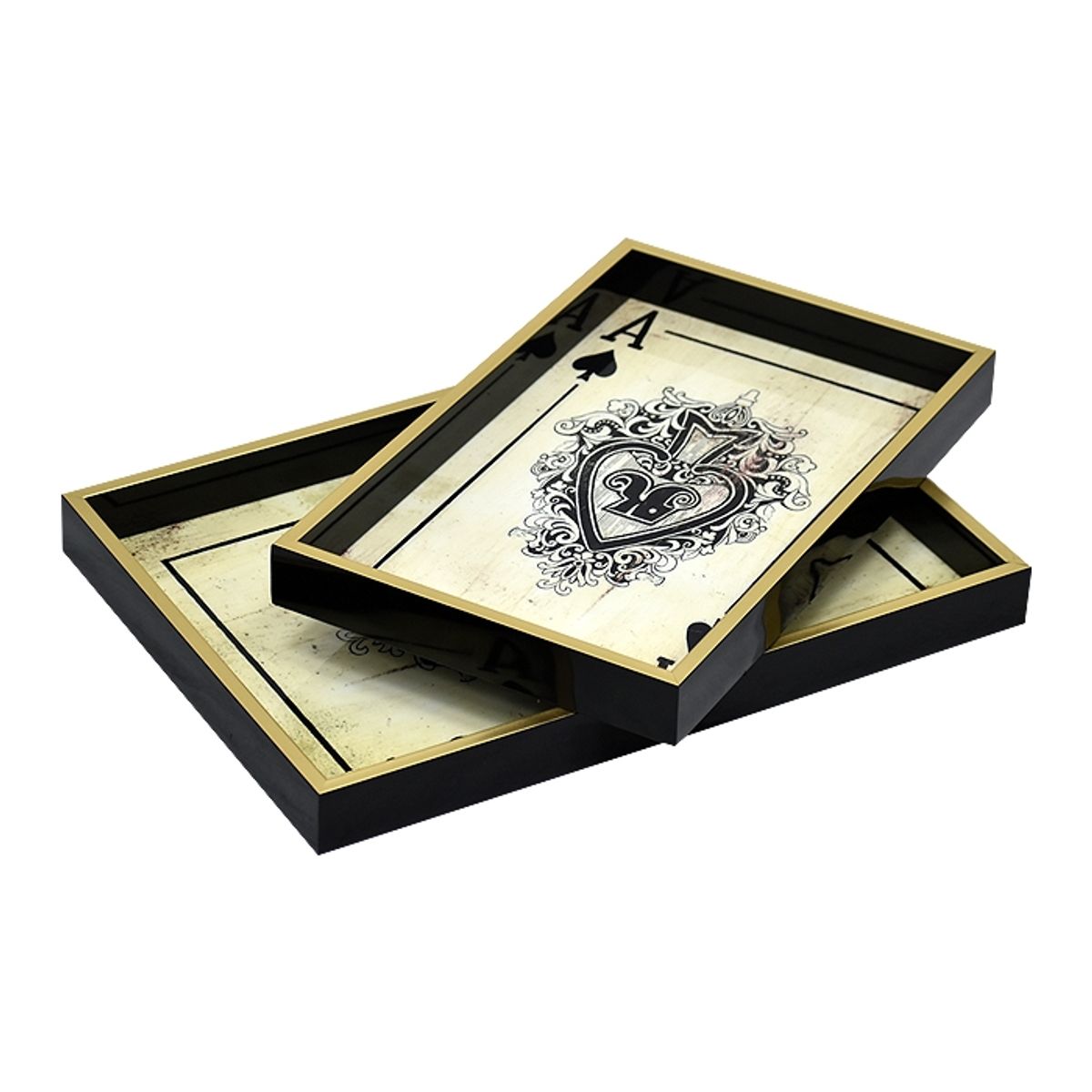 MSA MUEBLES SANTA ANA - Set Bandejas Black Póker 2 Piezas